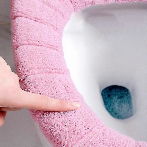 5 st Tjockare Mjuka Toalettsitsöverdrag för Badrum - Värmande Stretchiga Fibrer Enkel Installation Vadderade Locköverdrag, Tvättbar och Bekväm Toalettsits