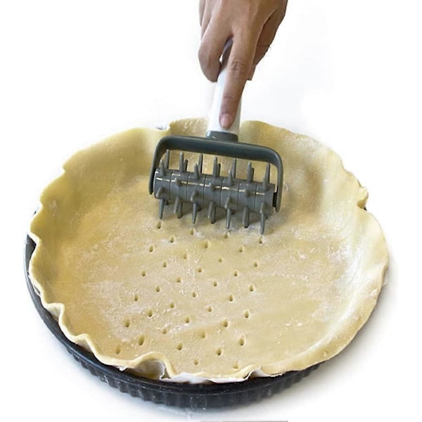 Pizza Hul Puncher, Pizza Nålerulle, Pizza Hul Puncher Pizza Pin Rulle til Kage Tærte Brød Bagværk Bageværktøj (Grå) 1 stk
