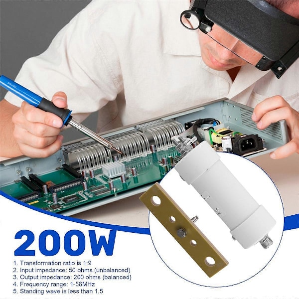 1:9 Balun 200W Lyhytaaltoantenni 50 Ohmista 200 Ohmiin Impedanssimuunnos Intercom Lyhytaalto