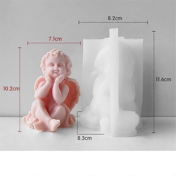 3D Engel Børn Silikonform Sød Vinget Drenge Abstrakt Håndværk Duftende Stearinlysvoksform DIY Gipslysfremstilling, A