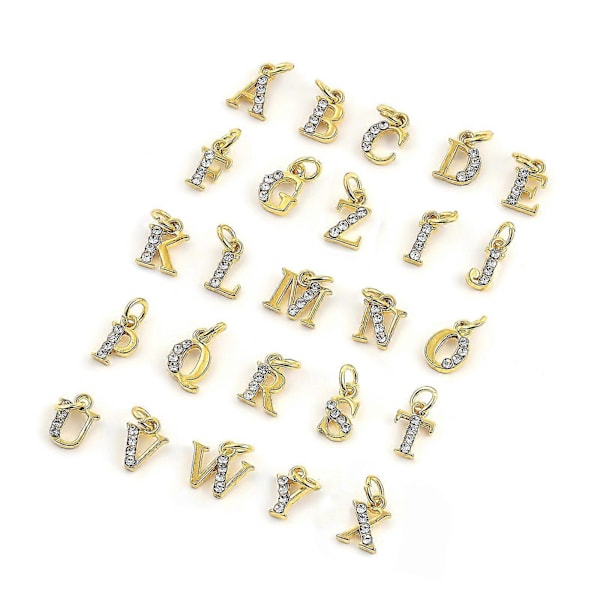 Nagelkonst 26 Engelska Bokstäver Diamantsmycken DIY Smyckestillbehör Legering Liten Hänge Armband Hänge Tillbehör