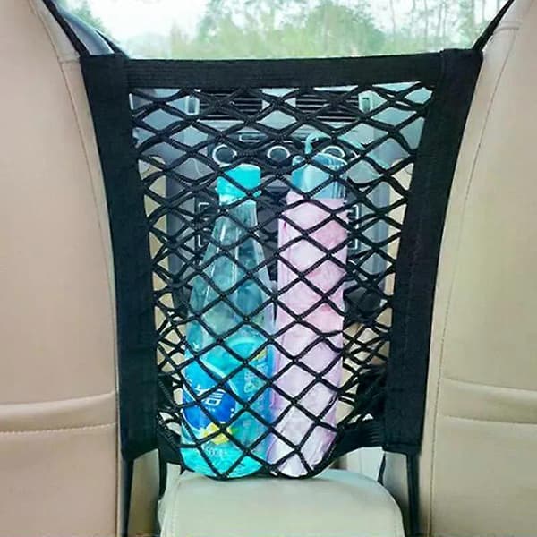 Bil Opbevaringsnet Taske Mellem Sæder Bil Divider Kæledyrsbarriere Strækbart Elastisk Mesh Taske Organizer Biltilbehør Three layers