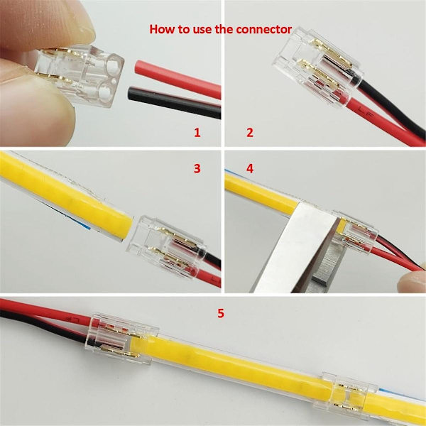 25 st 2-stifts 5 mm COB LED-remsanskopplingssats för remsa-till-tråd och remsa-till-remsa-kopplingar på 5V-24V D