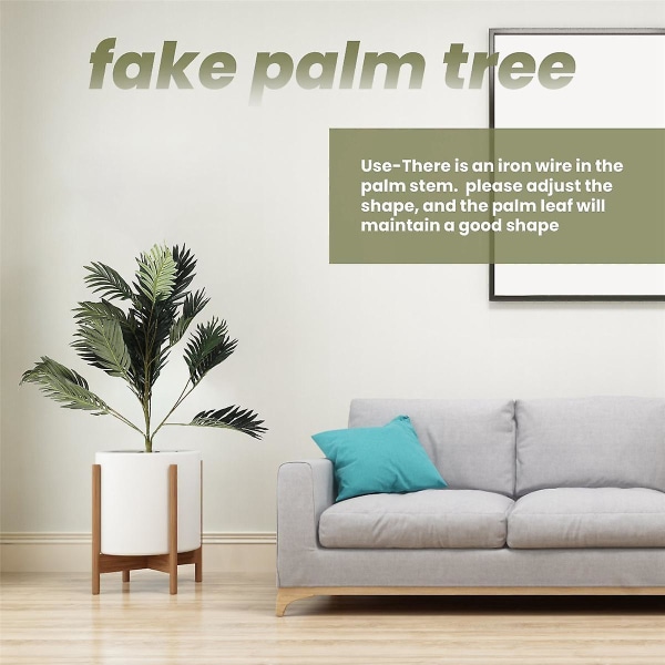 Kunstig palmeplanteblad kunstig falsk tropisk kunstig plante med stort palmeblad