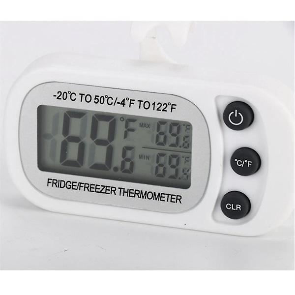 Elektronisk digitalt køleskabstermometer LCD-skærm fryser temperatur med krog høj & lav -20c til 50c