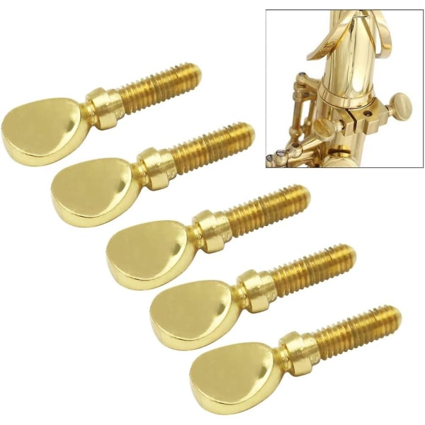 Saksofon skruehals skrue tilbehør Fløyte fast instrument tilbehør Saksofon hals skrue (gull) (5 stk)