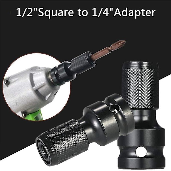 4 st Impact Adapter 1/2 Kvadratisk Drivning till 1/4 Hex Skaft Socket Adapter Snabbkoppling Chuck Konverterare
