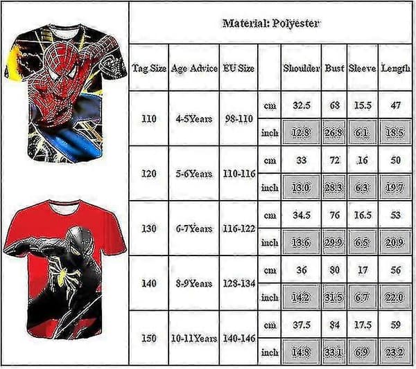 Gutter Spiderman Kort Ermet Spider Man Trykt T-skjorte Bluse Rund Hals Tee Topper