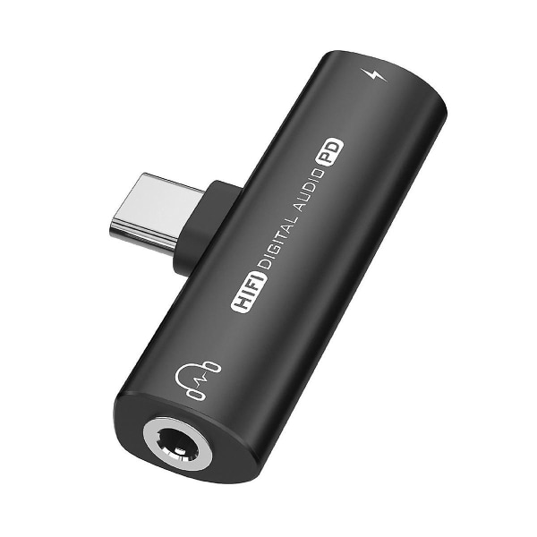 2-i-1 USB Type-c til Usb C/3,5 mm øretelefonadapter Hodetelefon DAC lydkonverter 32bit/384khz digital