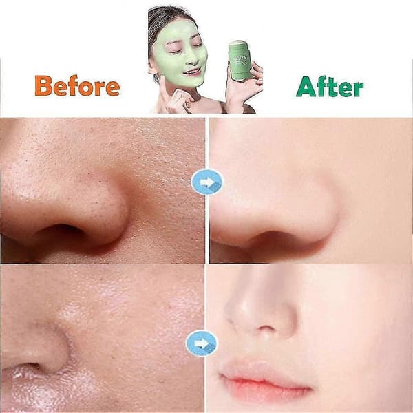 2 stk. grøn te/aubergine grøn te maske solid ansigtsrensende maskestift oliekontrol