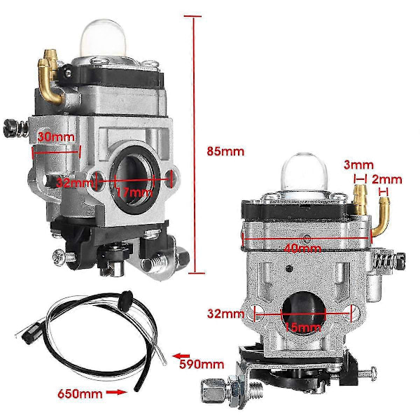 Moottoripyörän kaasutin 15mm 2-tahti kaasutin 43Cc 47Cc 49Cc 50Cc 52Cc skootterille ATV Dirt B Banmo