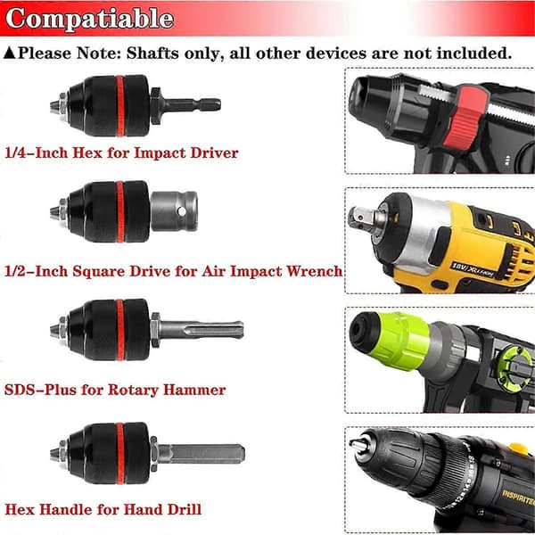 1,5-13 mm nøglefri håndborepatron 1/2-20UNF med SDS Plus adapter
