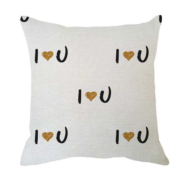 Valentinsdag Linned Pudebetræk Tryk Sofa Pude Boligindretning 45x45cm