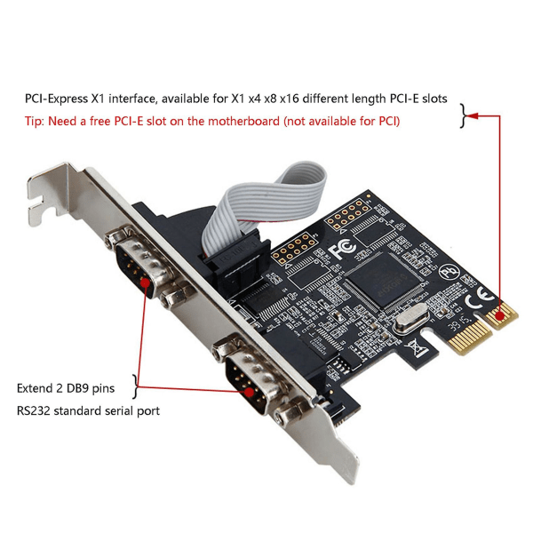 Pcie til serieporter Rs232-grensesnitt Pci-e Pci Express-kortadapter Industriell kontrolldatamaskin Exp.