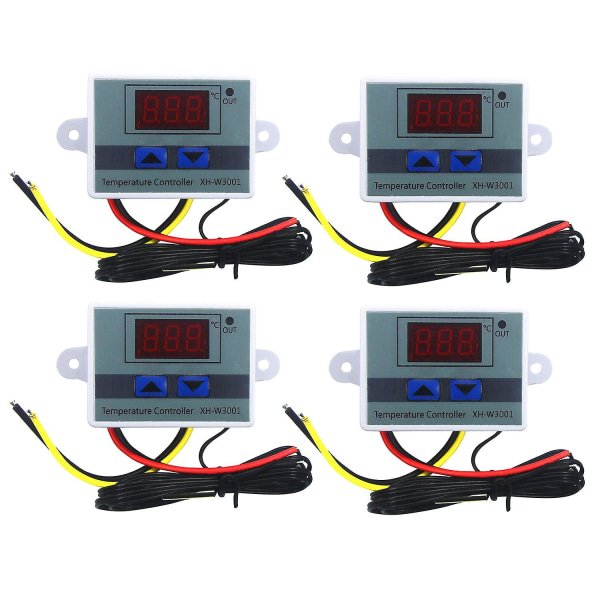 4 st 220V AC Digital LED Temperaturregulator XH-W3001 För Inkubator Kylning Uppvärmning Växel Termostat NTC-Sensor