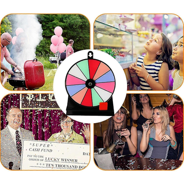 Bordmodell Lykkehjul, 8/12 Slots Fortunespinner med Stativ, Sklisikker