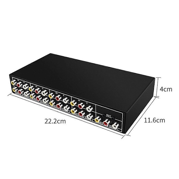 Åtte inn En Ut AV Bryter Velger Video L/R Audio Velgerboks 8-Port Kompositt Bryter Splitter f