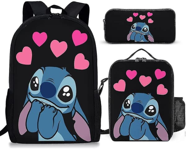 Stitch Skoletaske Rygsæk i Tre Dele Style 4