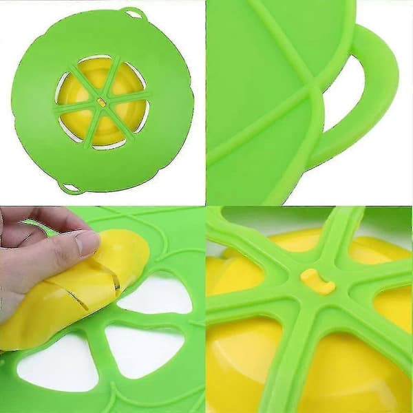 28 cm Silikon Anti-överflödeslock, grytlock Silikon Spill Stopp Lock Green