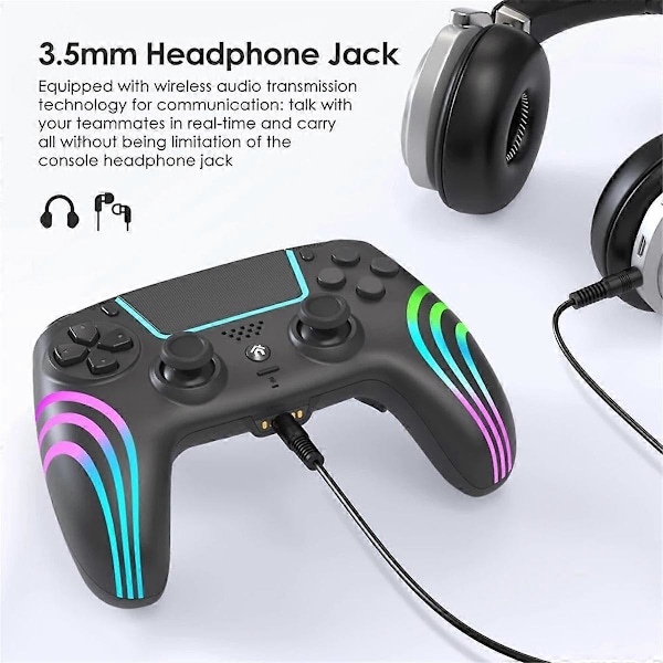 Langaton Bluetooth-pelikonsoli / PC:lle, kaksoisvärinä, Turbo-näppäin, Hall-joystickit, peliohjain RGB-valolla, valkoinen
