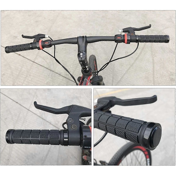 Par Ergonomiske Sklisikre Myke Gummigrep for Sykkel, Håndtak for MTB Sykkel Svart