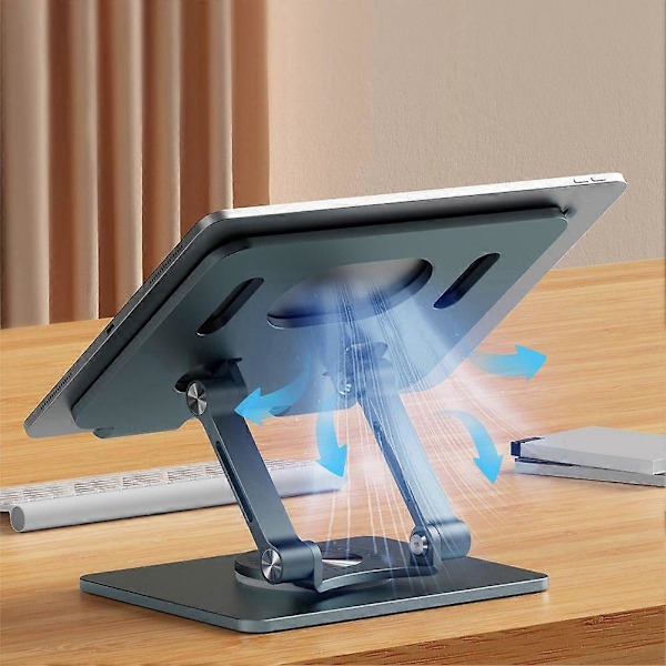 Fällbart Justerbart Laptopställ 360° Rotation Tablethållare Al-Legering Stabil Kompatibel med Bord