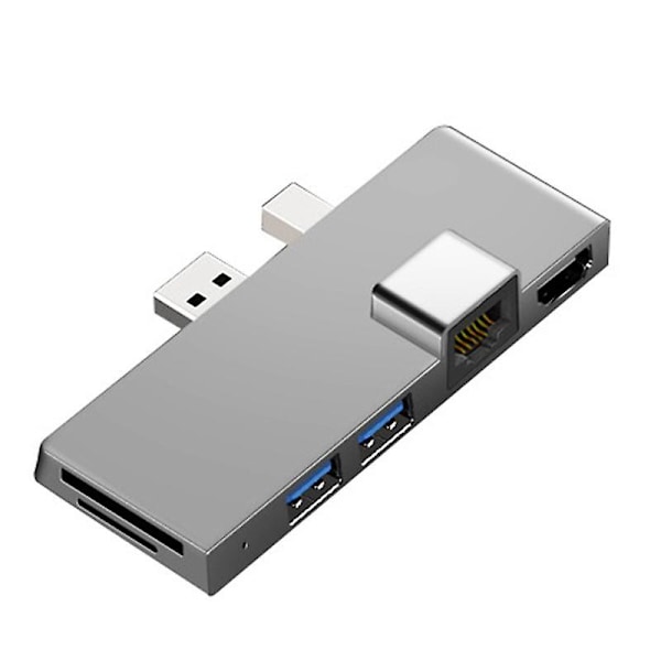 Dockningsstation för Surface Pro 4 5 6 med 4K-kompatibel TF-kortläsare Gigabit Ethernet 2 USB