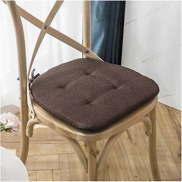 Köksstolskudde, Trapetsformad Stolsdyna med Snören, Avtagbar Stolsdyna, Andningsbara Stolsdynor för Inomhusbruk, Kaffe, 43x45cm (2 st), B
