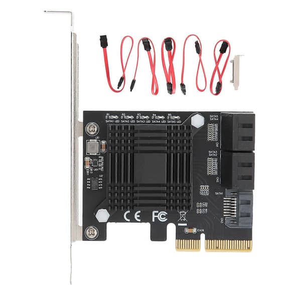 Udvidelseskort PCIE til 5 porte SATA3.0 Modul Konverter Board JMB585 Chip til Computer