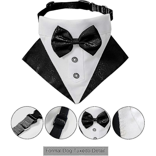 Juhlava koiran smokki, 2 osaa hääkoiran bandana-panta, bandana-koirille, säädettävä koiran smokkipanta pienille keskikokoisille ja suurille pennuille (s 10.6in15.7 Banmo