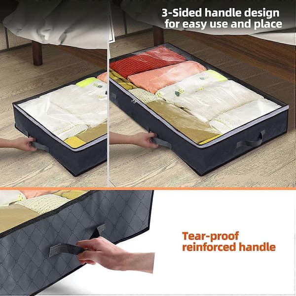 6 Pak Underbed Opbevaringsposer, Foldbare Under Bed Container Kasser Organizer til Tøj, Tæppe, Sko