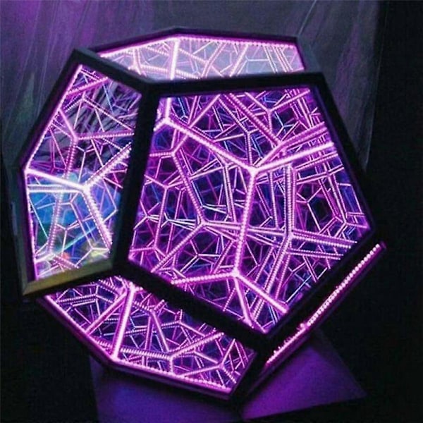 Dodekaeder Fargekunst Lys, Fantasy Geometri Rom LED Kunstlampe, USB Lading Julegaver Des