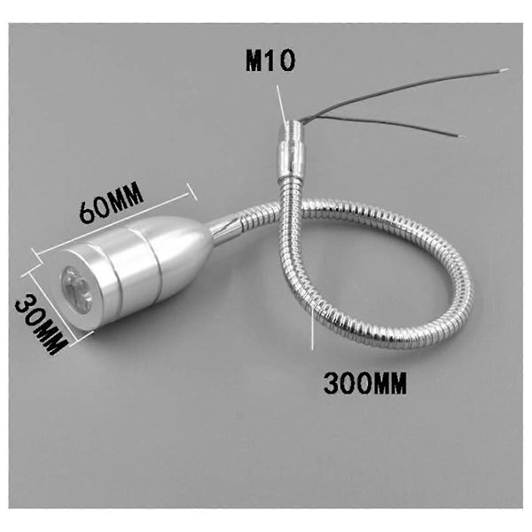 3WAC 12V 24V LED Værktøjslampe Fleksibel 30cm LED Værkstedslampe Sølv til CNC Maskine Reparation Svejsning