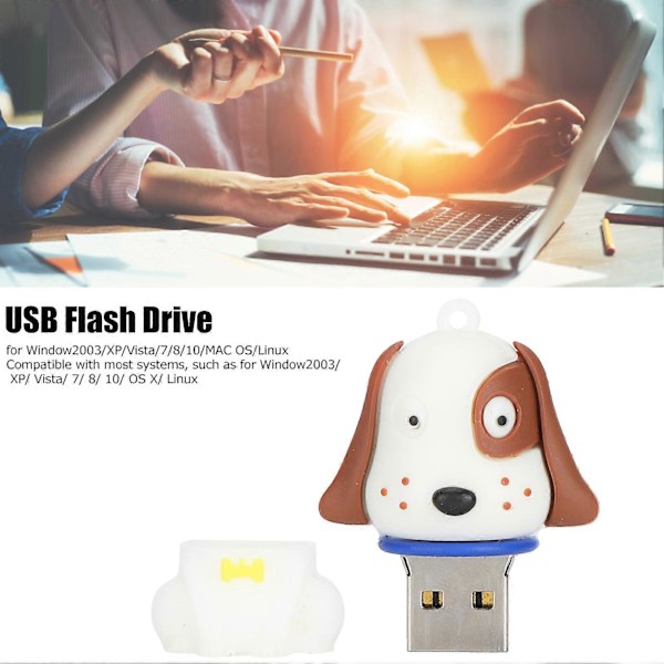 USB Flash Drive Sød Tegneserie Sort Hvide Prikker Ansigt Hundeform Bærbar Lagerhukommelse 128GB YEMMA