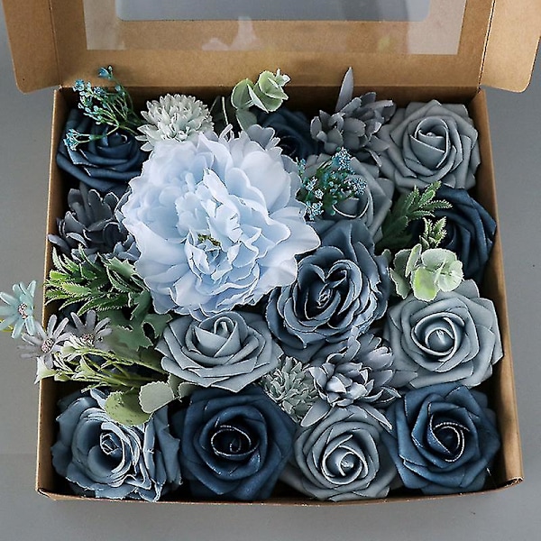 Puderblå Konstgjorda Blommor - Perfekta för Bröllop, Brudbuketter, Möhippor & Heminredning