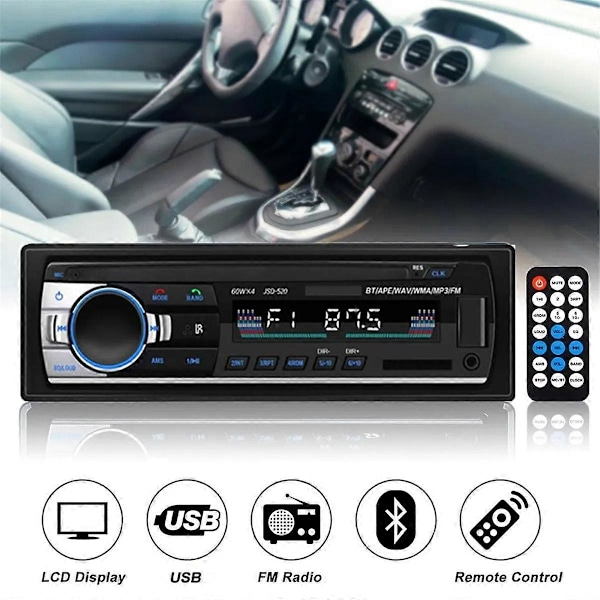 12V Auton MP3-soitin 60Wx4 Bluetooth Audio Radio Multimedia Autoradio Soitin kojelaudassa Tukee USB TF