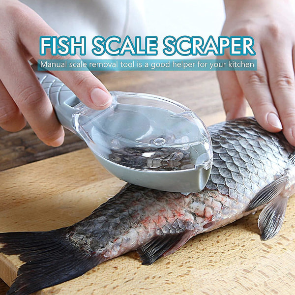 Fiskfjällsskrapa Fiskskinnsskalare Tillverkad av Abs-plast med genomskinligt lock För hemkök Restaurang1stblå