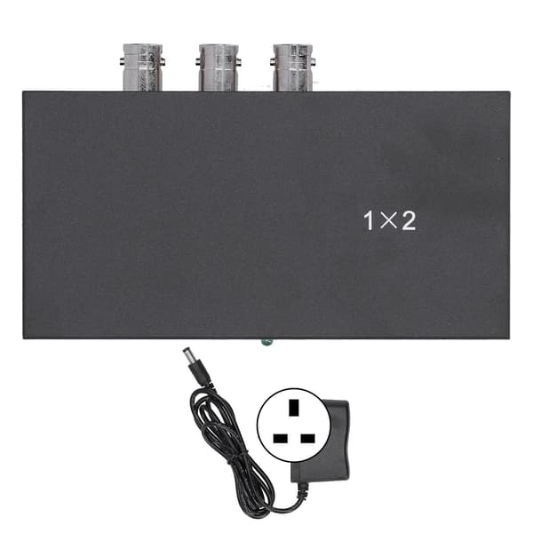 SDI Splitter Distributor Adapter 1 ind 2 ud 1080P Support SDHD3GSDI med LED-indikator 100240V (UK Stik)