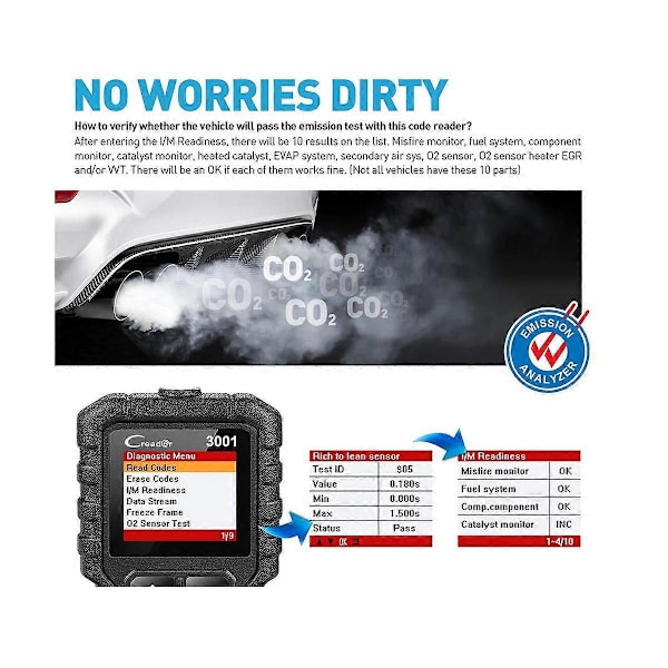 LAUNCH Creader 3001 OBD2 Bil Læser Scanner Motor Fejlkode Læser Bil Diagnostisk Værktøj Check Engi