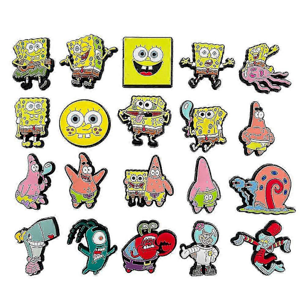 20 st/set Svampbob Fyrkant Serien Figurer Sko Berlocker För Crocs Träskor Sandaler Dekorations Tillbehör Gåvor