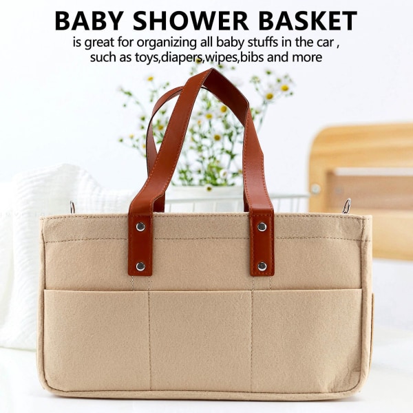 Baby Bleie Caddy Organizer - Baby Shower Kurv Bærbar Vuggestue Opbevaringskasse Bil Opbevaringskurv Fo