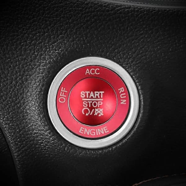 Startknappskydd + Ringdekor För 2015-2020 Dodge Challenger ((röd))