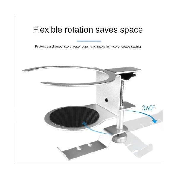 2-in-1 kätevä kuulokejalusta 360 Pyörivä kuulokekuppipidike Seinäkoukkuun kiinnitettävä kuulokejalusta D