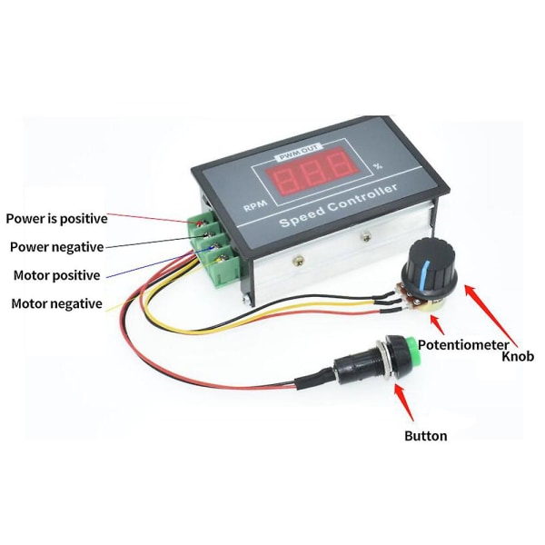 PWM DC Motor Hastighedsregulator med Digital Display 30A PWM Justerbar Hastighed Trinløs Regulator