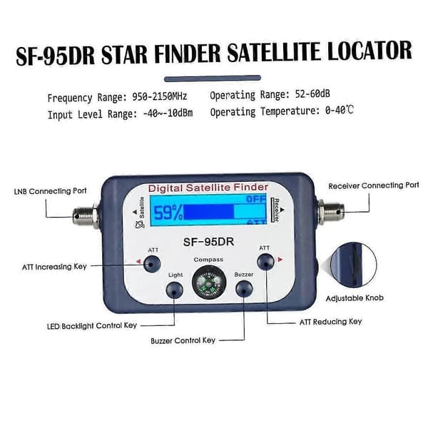 Digital satellitsökare, Sf-95drmini digital satellitsignalmätere med LCD-display digital satfinder med kompass