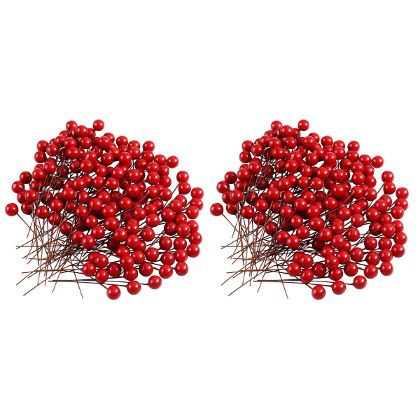 400 st Hollybär Konstgjorda Bär för Julkrans Dekorationer Kranstillverkningstillbehör Pa