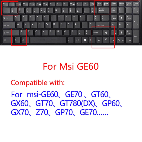 Tastaturdeksel Formsi Ge60 Ge70 Gt60 Gt70 Gp60 Gx60 Gx70 Gs70 Gs60 Gt72 Ge62