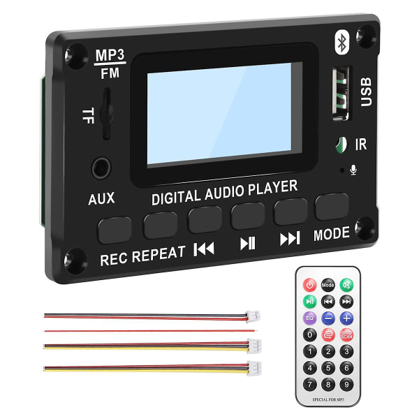 Bil Bluetooth Mp3-avkodarkort Lcd-skärm Mp3-ljudmodul Högtalarstöd FM-radio Aux USB -avkodning