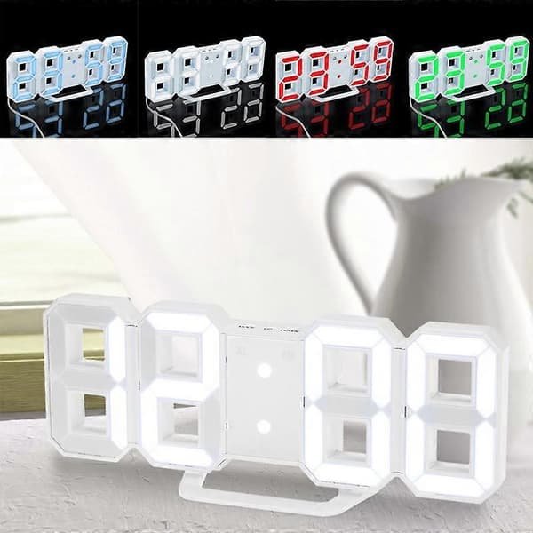 Modern USB-laddningsbar 3D LED-bordsklocka med väggmonterad digital klocka och larmdisplay