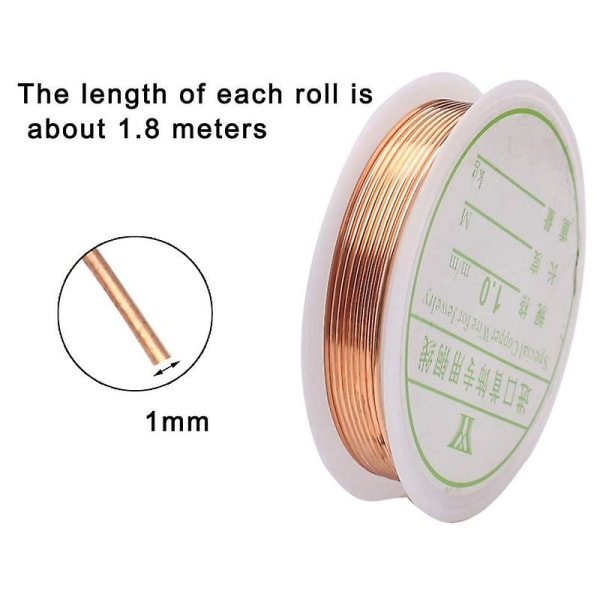 3 ruller 18 gauge smykker kobber håndverkstråd anløpsbestandig smykker perletråd for smykker å lage rekvisita og håndverk